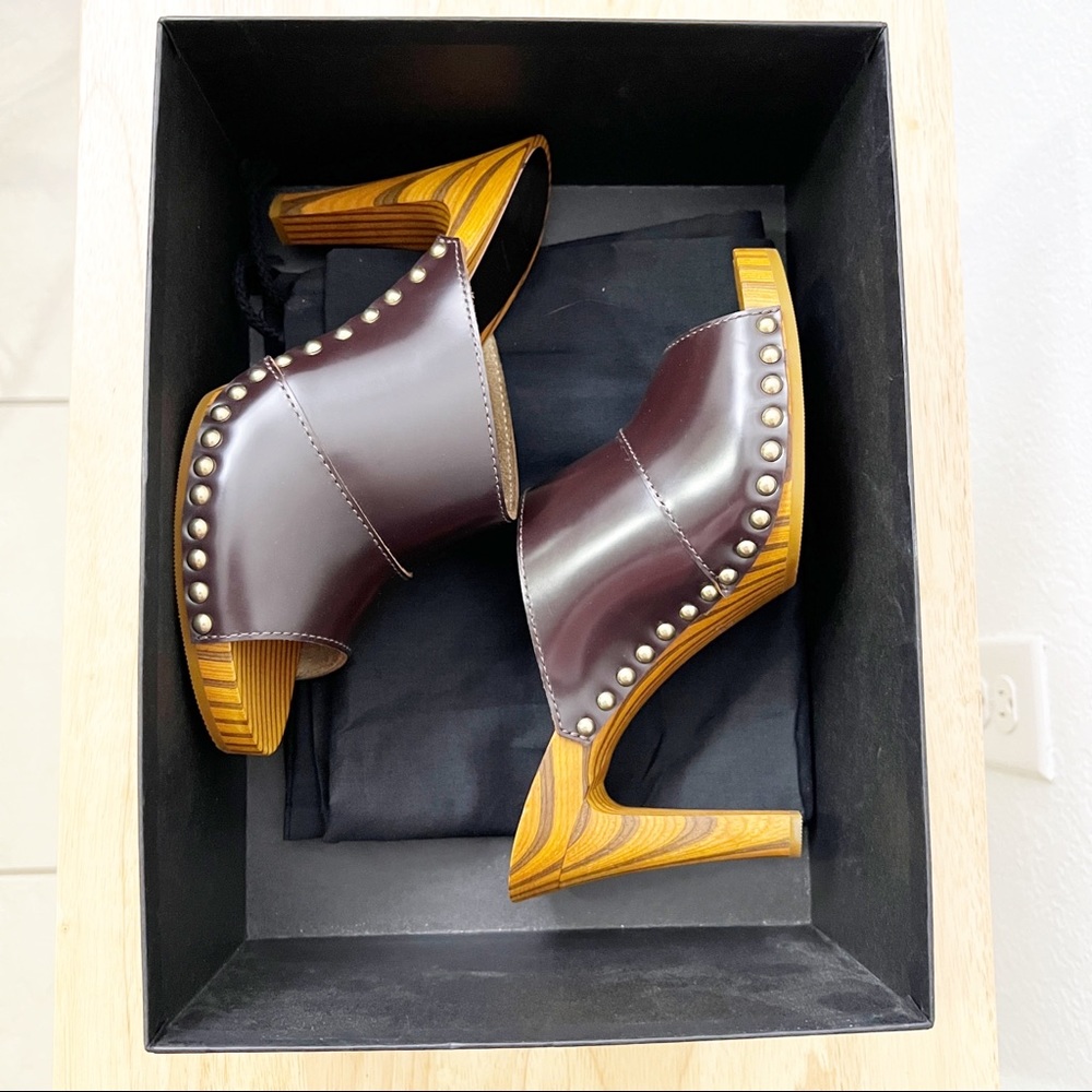 Marc Jacobs Runway Leather Wood Heel Clogs 39 - Picture 11 of 12